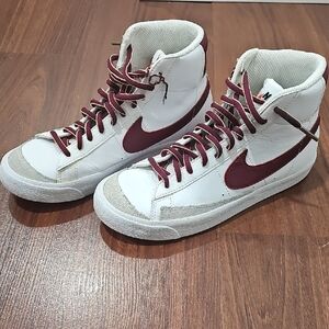 Nike White and Burgundy High-Tops